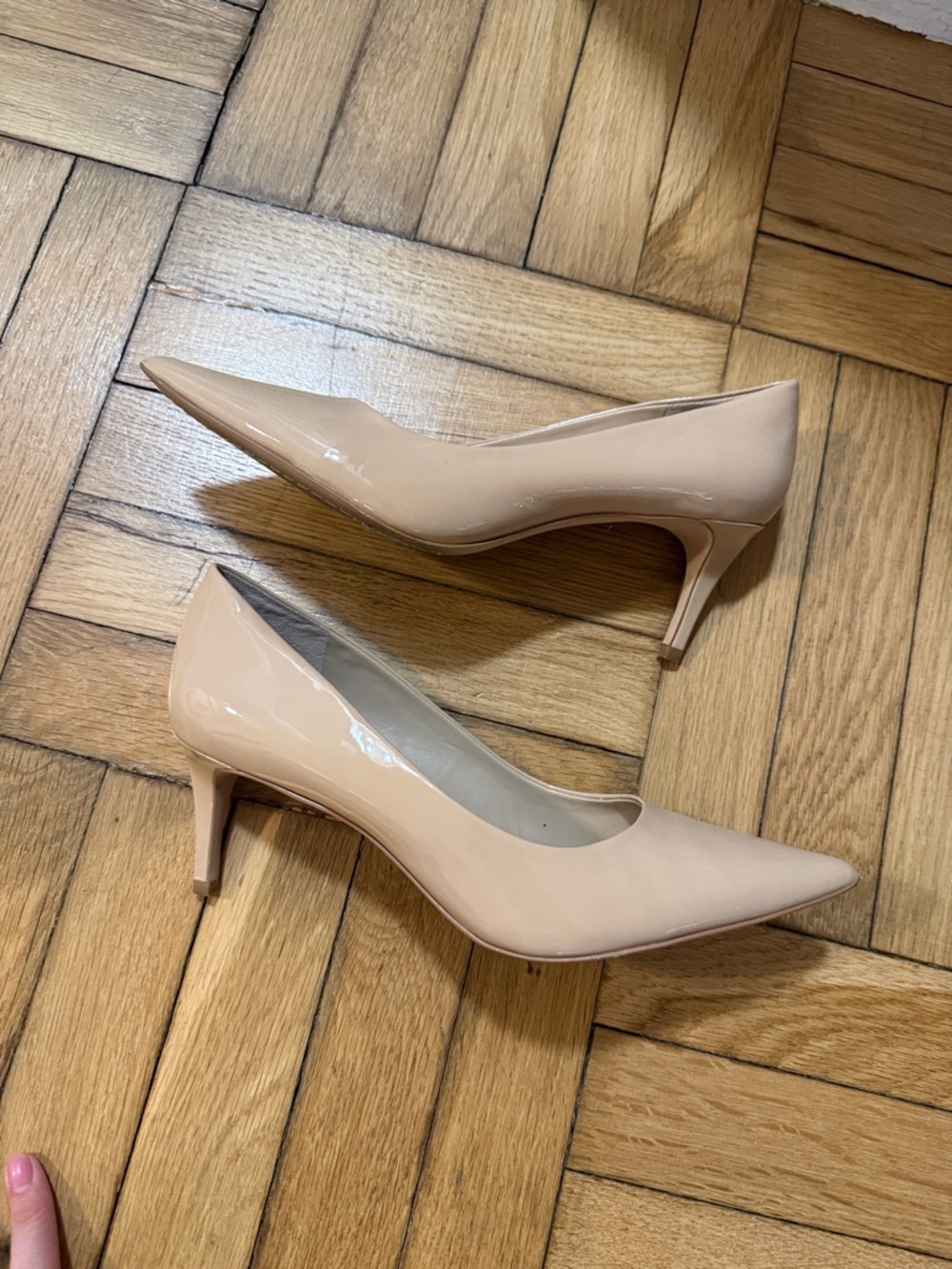 Vince Camuto Classic Pointed-Toe Nude Patent Pumps - Women's Dress Heels